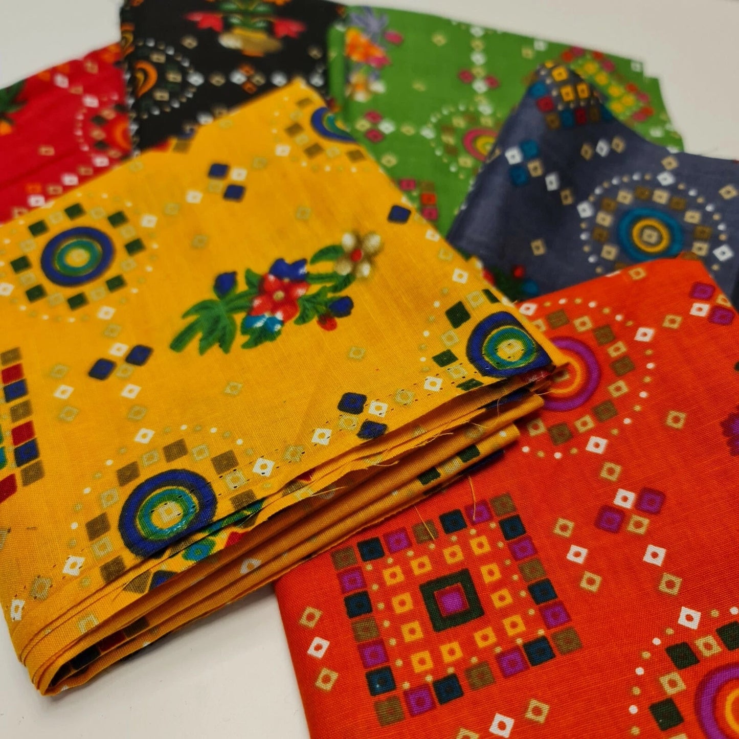 Cotton Viscose Rajasthani Ethnic Print Fabric | Suzani, Rangoli & Boho Banjara Designs – 44" (112cm) Wide Soft Dressmaking & Craft Material – Sold by the Metre