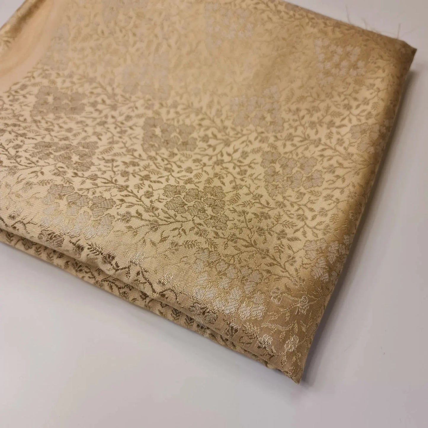 Ornamental Floral Pastels Indian Brocade Fabric | Gold Metallic Design 44" (112cm) Wide Dress, Craft & Décor Material – Sold by the Meter