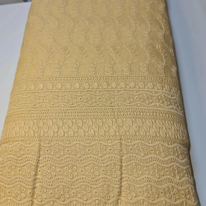 100% Cotton Lawn Broderie Anglaise Schiffli Embroidery Fabric | 44" (112cm) Wide Soft Dressmaking & Craft Material – Sold by the Meter