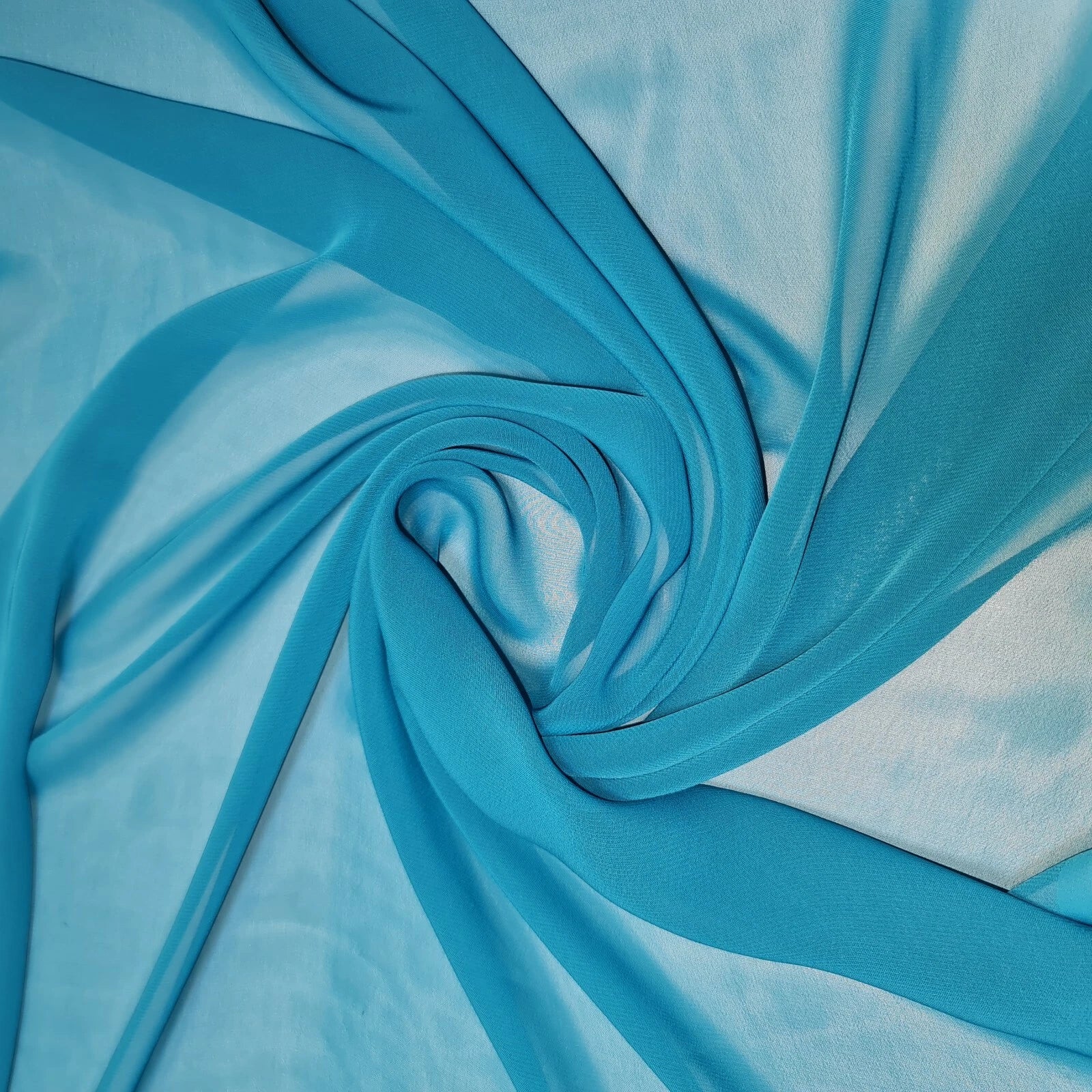 Chiffon Sheer Plain Soft Polyester Fabric – 44" Wide for Wedding, Dress & Craft – 30m Bolt/Roll  Teal (S)