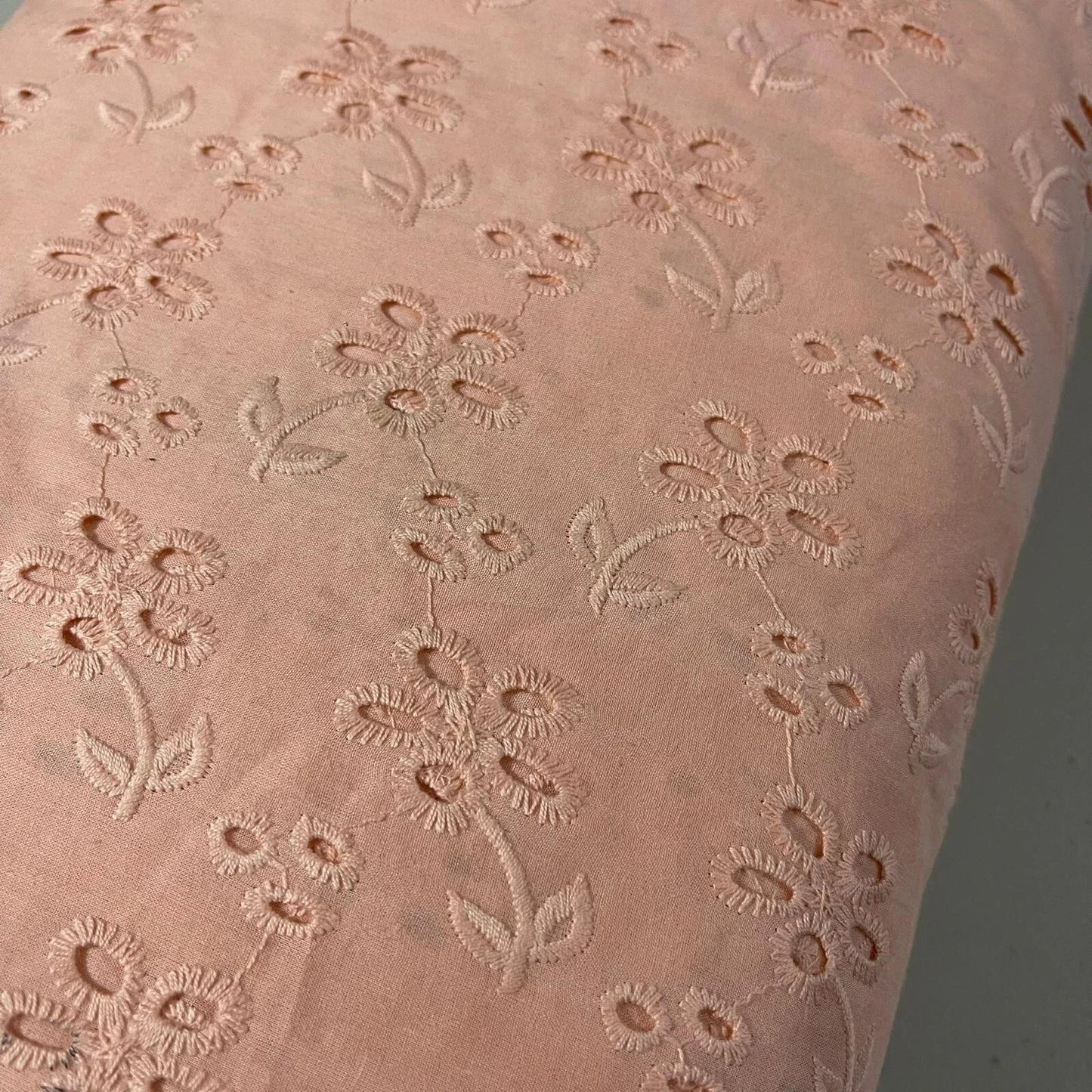 Cotton Floral Embroidery Fabric | Broderie Anglaise Lace 44" (112cm) Wide Dressmaking & Craft Material – Sold by the Metre  Baby Pink