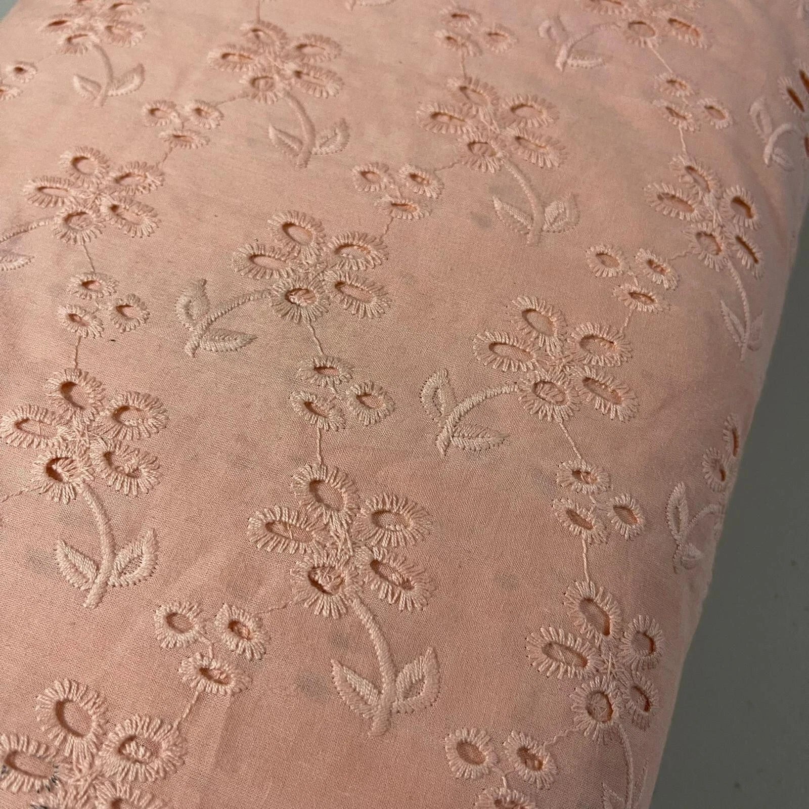 Cotton Floral Embroidery Fabric | Broderie Anglaise Lace 44" (112cm) Wide Dressmaking & Craft Material – Sold by the Metre  Baby Pink