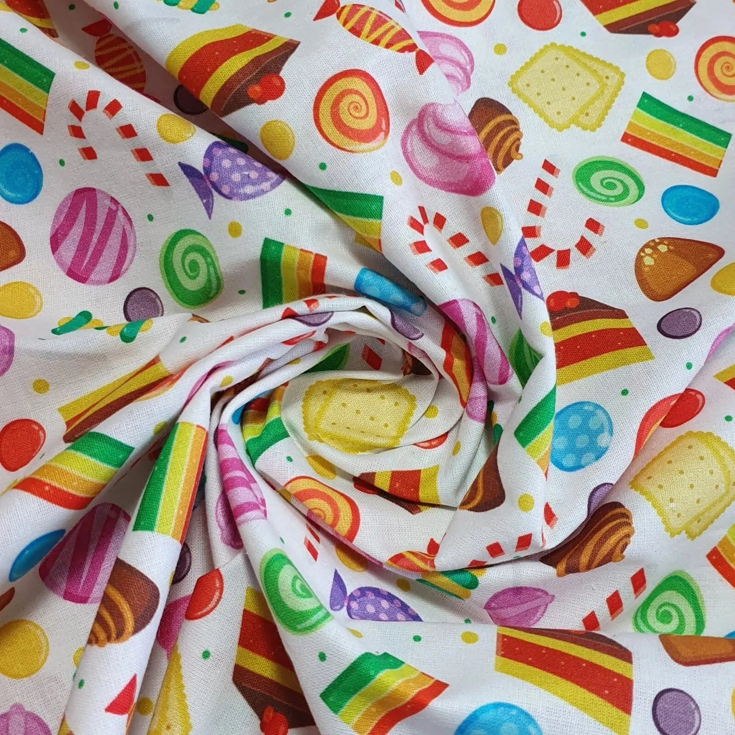 100% Cotton Printed Fabric | Treats, Fruits & Macaron Designs – 44" (112cm) Wide Soft Dressmaking, Quilting & Craft Material – Sold by the Metre