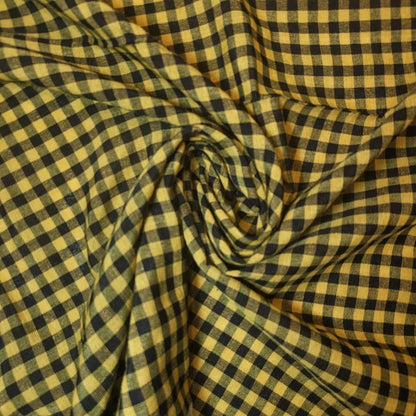 100% Cotton Gingham Woven Fabric | 1/8" Plaid Check 36" (91cm) Wide Dressmaking, Craft & Quilting Material – Sold by the Meter  Mustard Black