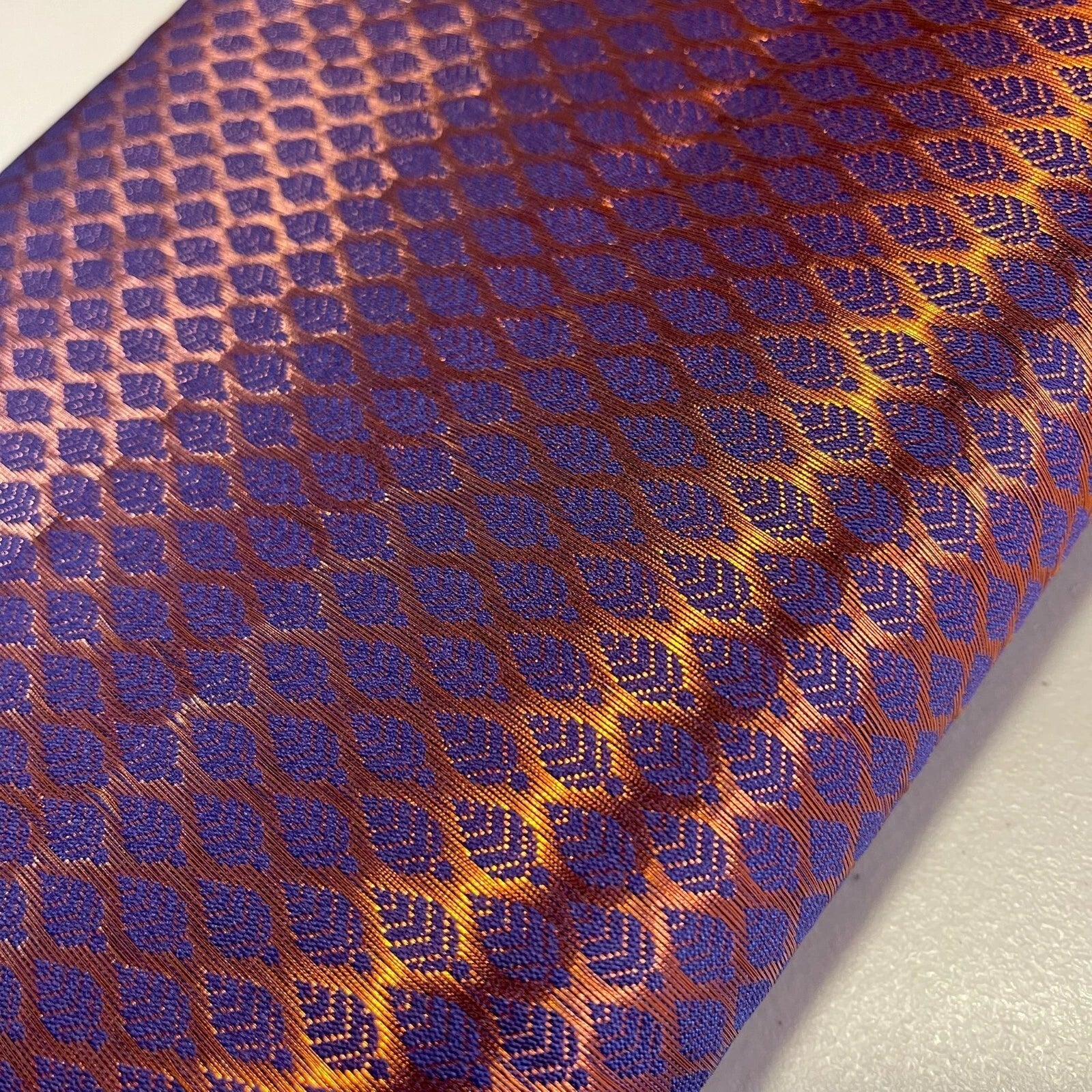 Ditsy Gold Leaf Print Brocade Fabric | 44