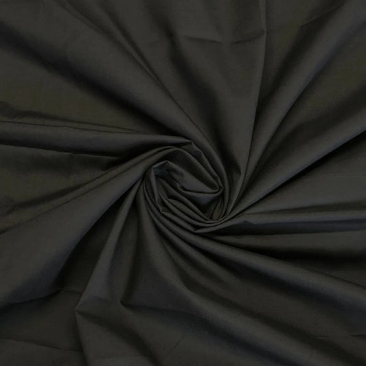 Black 100% Cotton Poplin Fabric | 58" (147cm) Wide Plain Solid Dress, Craft & Quilting Material – 25m Roll