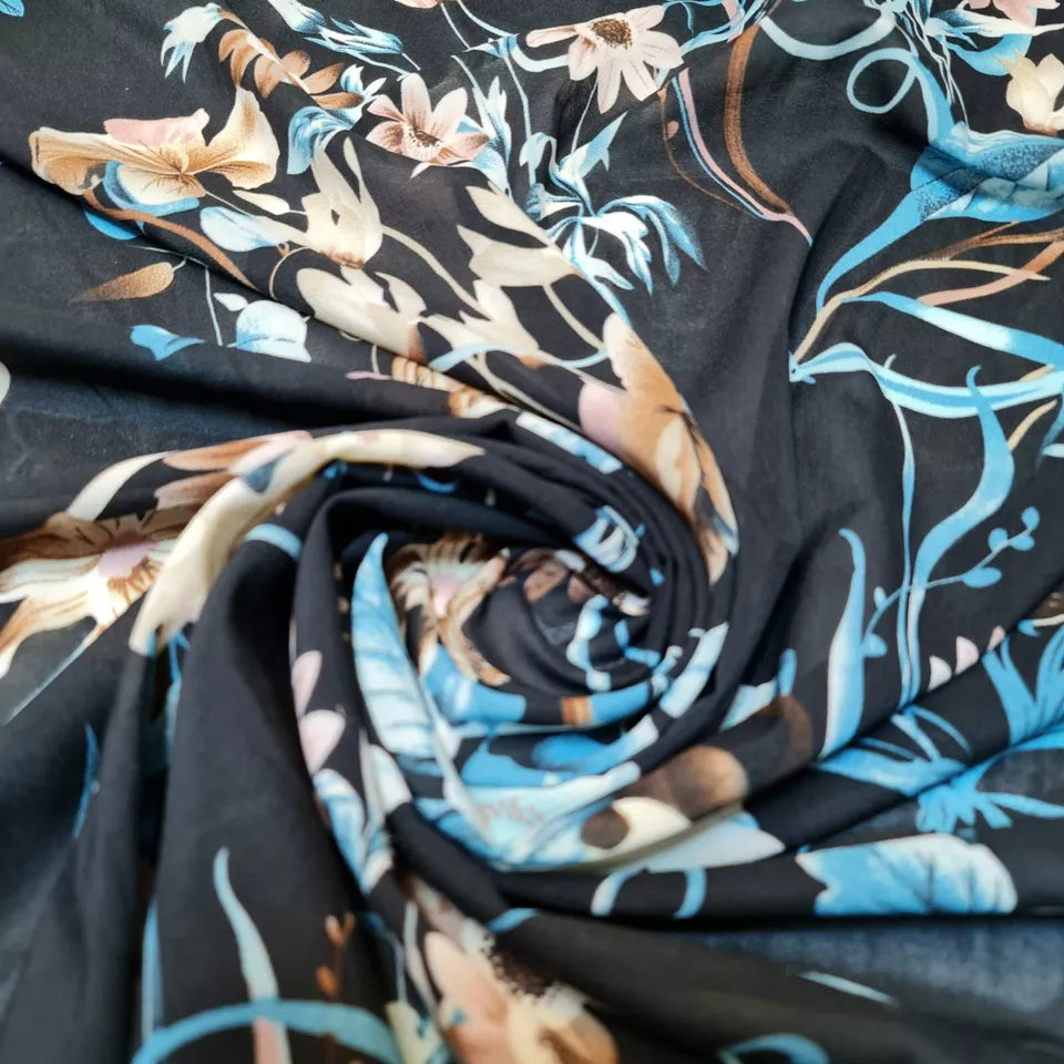 Floral, Polka, Animal & Paisley Printed Fabric – 58" Wide Georgette, Chiffon & Crepe Dress Material