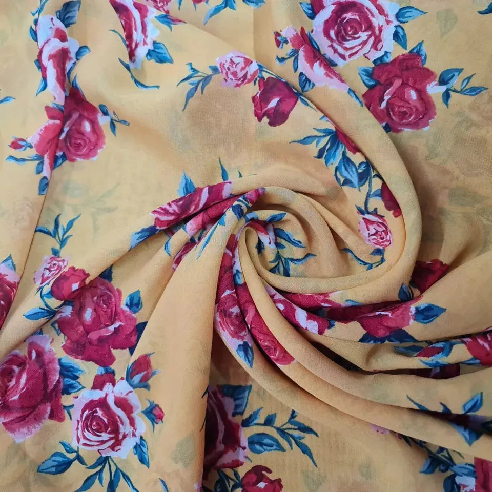 Floral, Animal & Paisley Printed Fabric | 58" (147cm) Wide Georgette, Chiffon & Crepe Dressmaking Material – Sold by the Metre