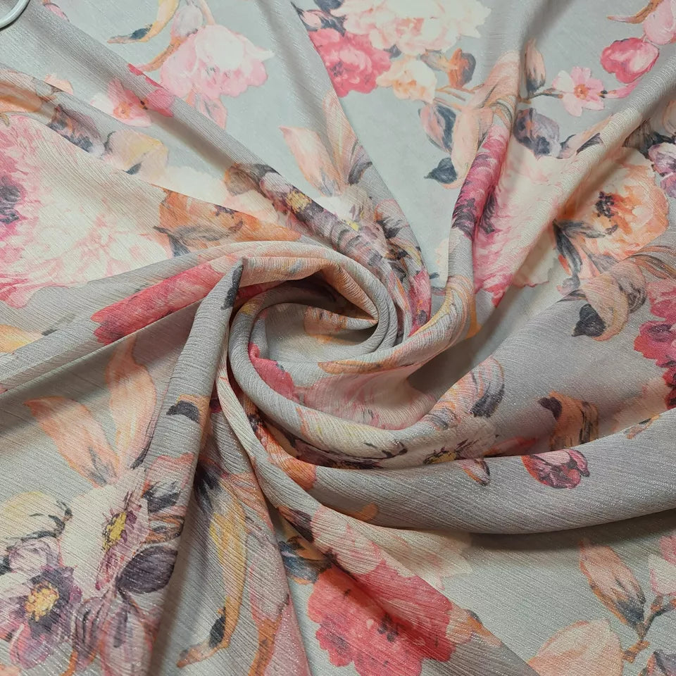 Crepe Chiffon Floral Lurex Sheer Fabric – 58