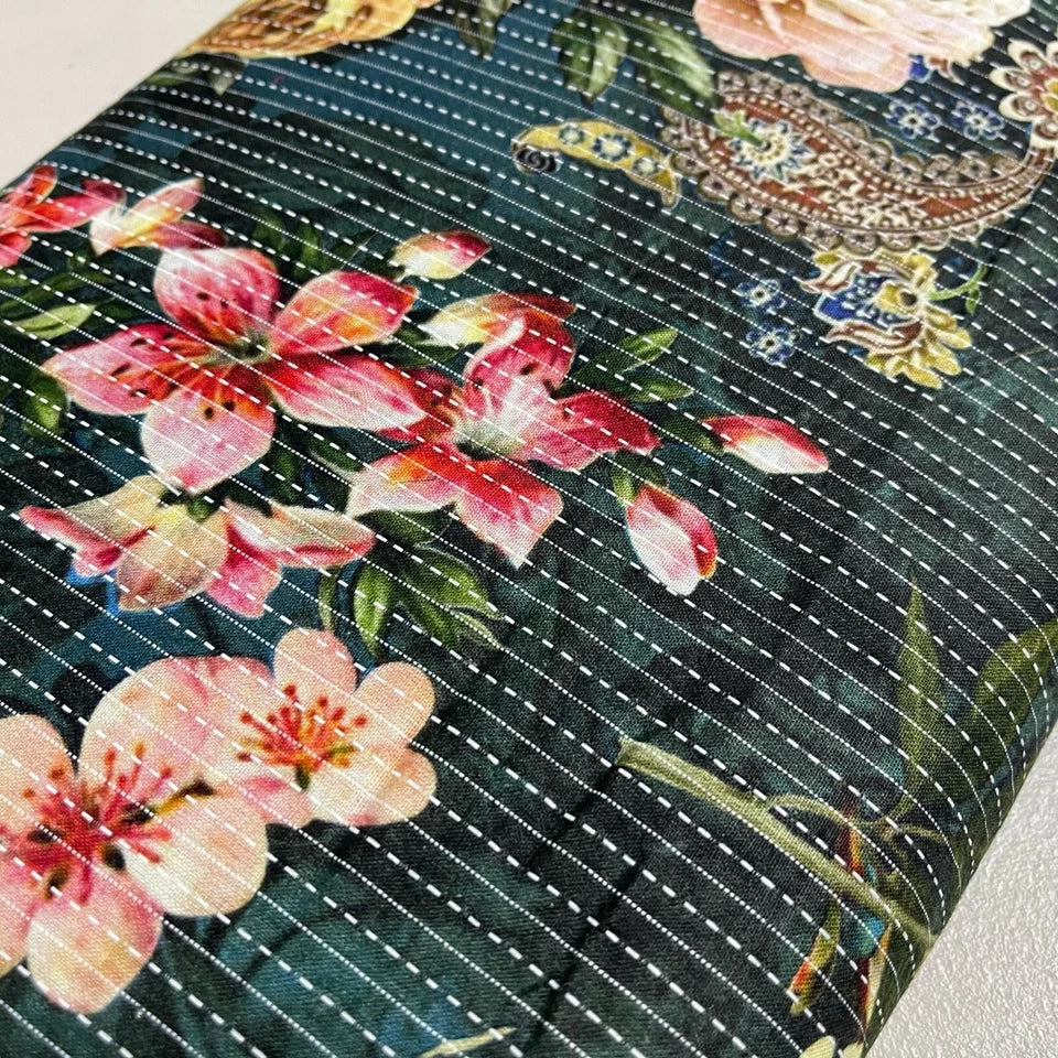 Kantha Batik Cotton Fabric | 44" (112cm) Wide Craft, Dressmaking & Blind Curtain Material – Sold by the Meter