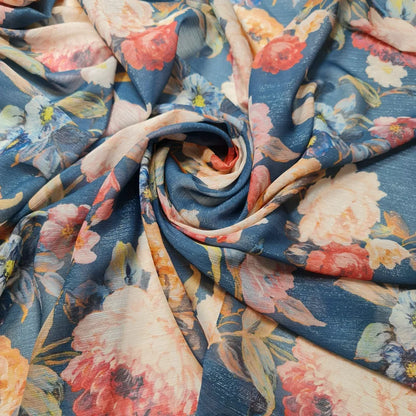 Crepe Chiffon Floral Lurex Sheer Fabric – 58" Wide Lightweight Dress, Drape & Craft Material by the Meter