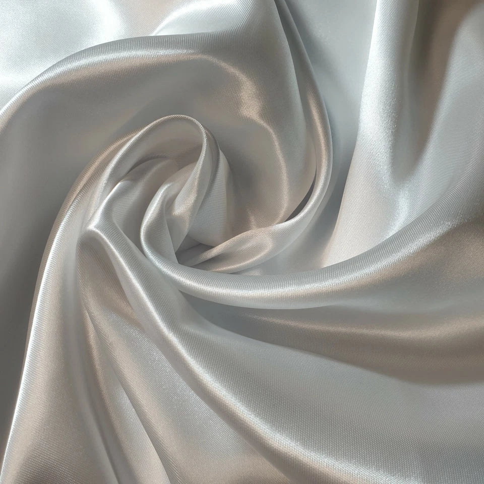 Luxury Poly Silk Satin Fabric | 58" (147cm) Wide Smooth Shiny Plain Material for Dressmaking, Crafts & Weddings – Sold by the Metre