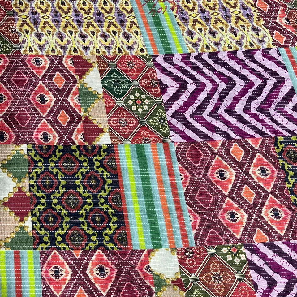 Kantha Batik Cotton Fabric | 44" (112cm) Wide Craft, Dressmaking & Blind Curtain Material – Sold by the Meter