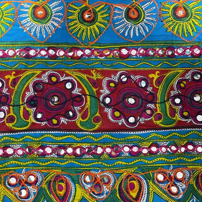 100% Cotton Rajasthani Mirror-Embroidered Fabric | Suzani, Rangoli & Boho Banjara Designs – 44" (112cm) Wide Dressmaking & Craft Material – Sold by the Metre  Turquoise