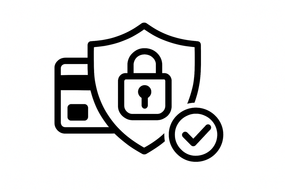 secure payment icon in black and white 