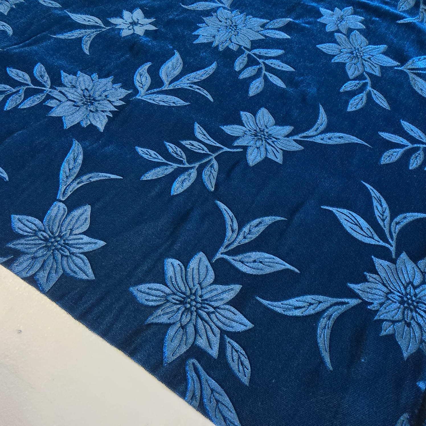 Luxury Floral Embossed Velvet Fabric | Three Crown Non-Stretch Velvet | 58