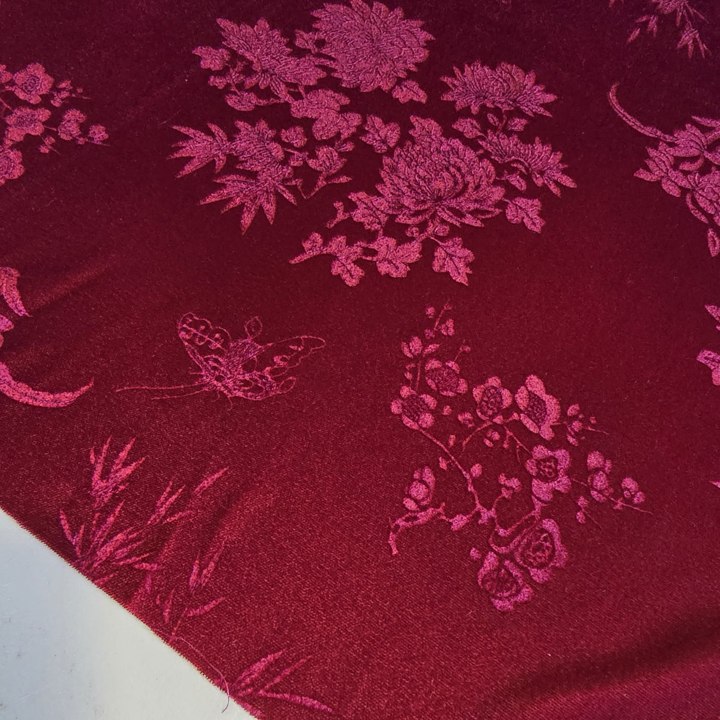 Luxury Floral Embossed Velvet Fabric | Three Crown Non-Stretch Velvet | 58" (147cm) Wide Dress, Craft & Drape Material – Sold by the Metre